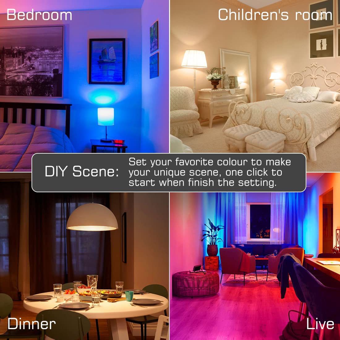 Alexa Light Bulbs 100W Equivalent, Bluetooth Smart Bulb Colour Changing, 16 Million RGB Colours + Warm White(1280LM), B22 Bayonet Led Bulbs with APP and Voice Control (4 Packs)