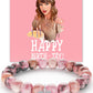 Pink Taylor Bracelets With Taylor Birthday Card,Taylor Birthday Gift For Girl Women,Taylor Merchandise Taylor Album Inspired Bracelets For Taylor Fans