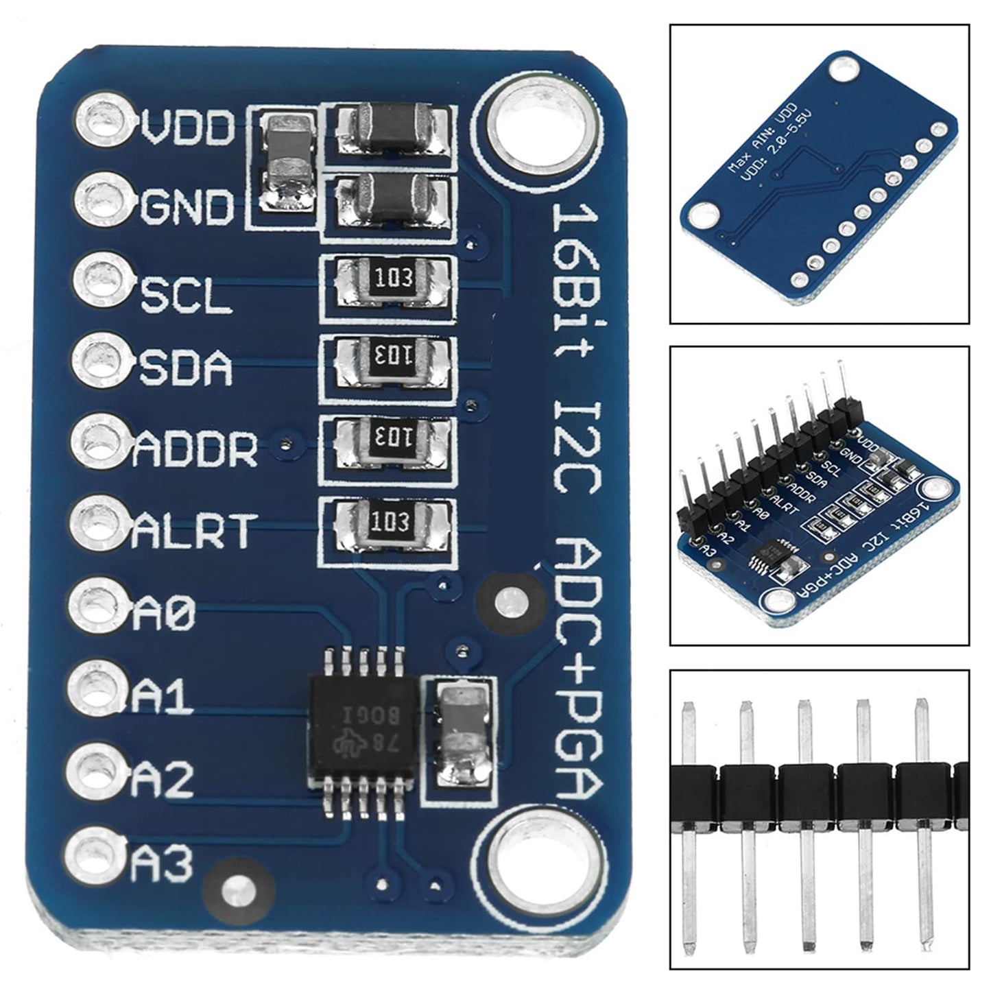 ADC Module, Analog to Digital Converter Module, 16-Bit ADS1115 I2C 4-Channel Development Board, Analog to Digital ADC Module (2Pcs)