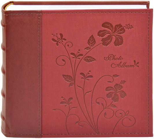 Golden State Art Photo Album, Holds 200 4"x6" Pictures, 2 Per Page, Faux Leather Vintage Inspired Cover, P52028-7 Marron