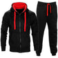 Love My Fashions® Men’s Tracksuit Full Sleeve Contrast Fleece Top & Bottom Cord Set Zipper Hood Jogging Suit Set Plus Sizes