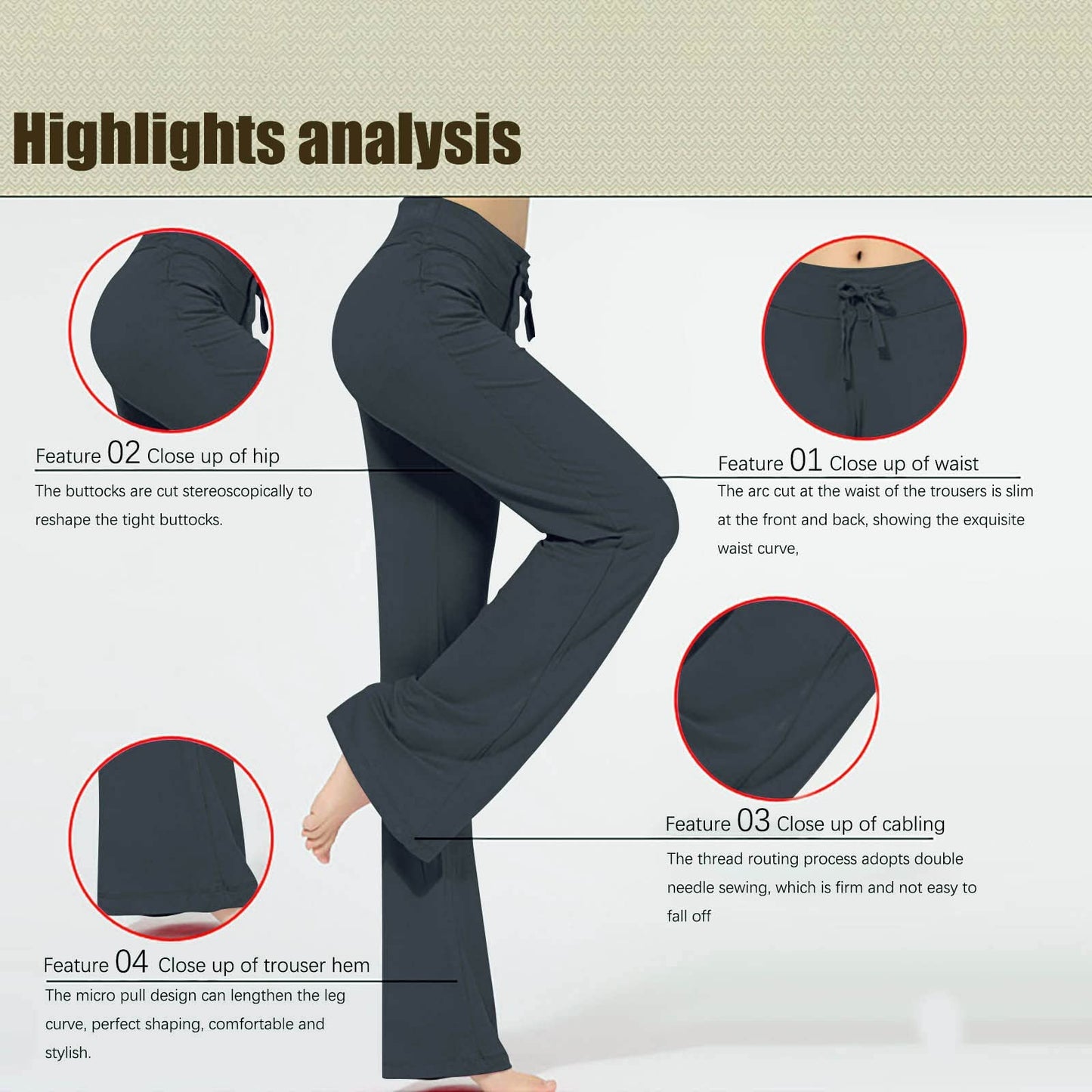 Special Deals of The Day Black Yoga Pants Flared Yoga Pants for Women Hippie Pants Ladies Trousers Elasticated Waist Flared Trousers Cotton Jersey Foldover Pants