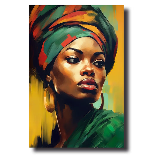 LZIMU African American Canvas Wall Art Indian Women Earrings & Colorful Headband Painting Prints Abstract Black Girl Portrait Poster Vintage Artwork Framed(Picture-4, (20.00" x 30.00"))