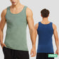 FALARY Mens Vest Tops Pack of 5 Tank Tops Fitted 100% Cotton Basic Plain Color Underwear and Colours Black Navy Olive S