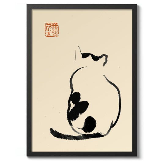 Animato Matsumoto Hoji Cat Poster, Japansese Art Woodblock Ukiyo-e Print, Framed Japanese Wall Art, Archival Matte, A5 (Print Only) - 21x14.8cm