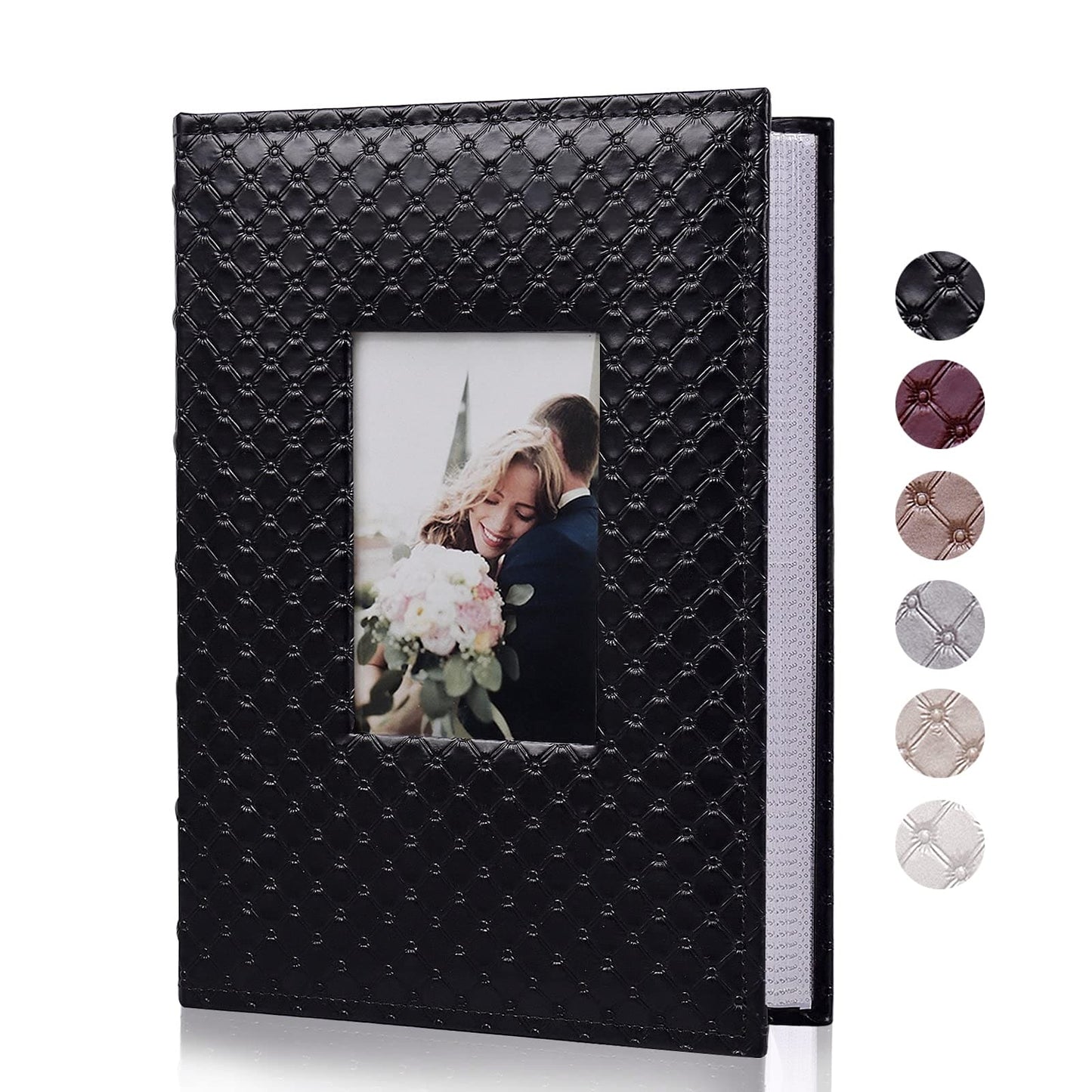 RECUTMS Photo Picture Album 4x6 300 Photos,Small Capacity PU Leather Album 4x6 Book Cover Wedding Family Photo Albums Holds 300 Horizontal Photos (Black)