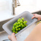 BLUE GINKGO Over The Sink Colander Strainer Basket - Wash Vegetables and Fruits, Drain Cooked Pasta - Extendable - Kitchen Essentials (7.9 W x 14.5-19.5 L x 2.75 H) - Grey