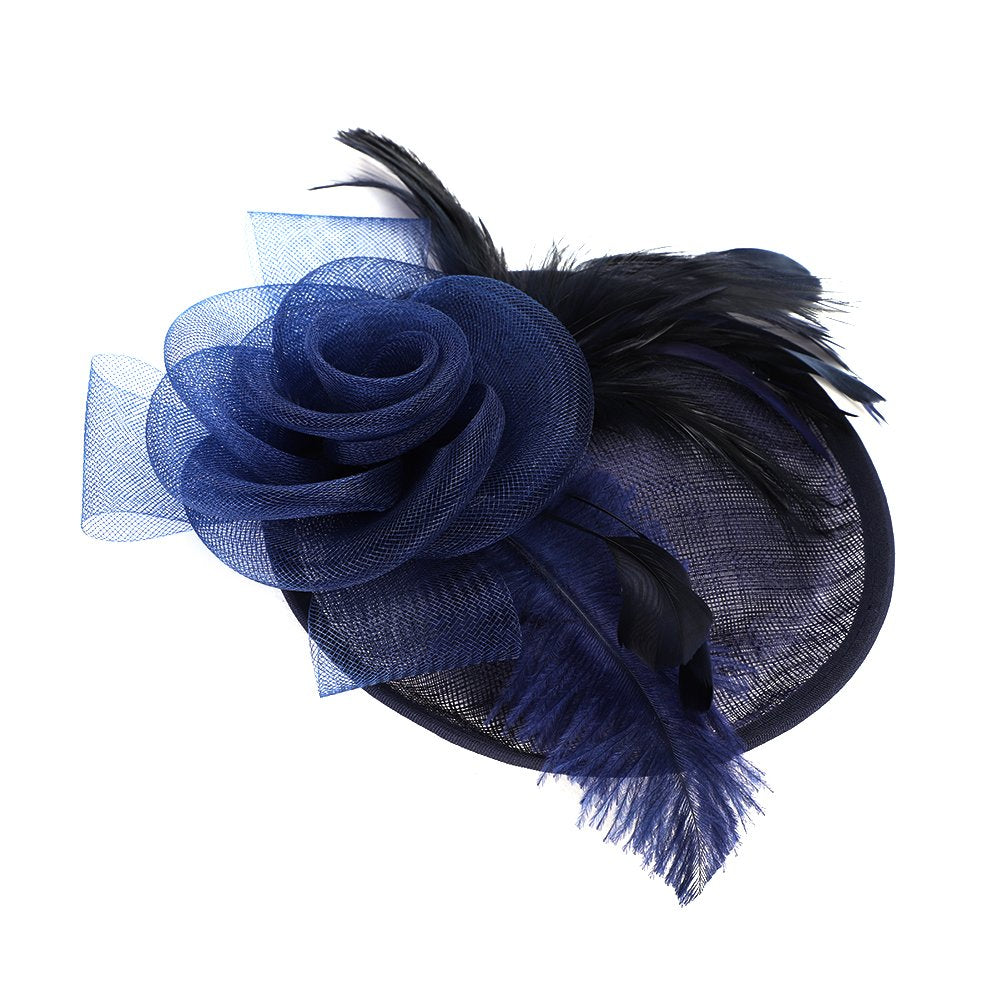 Ladies Flower Feather Fascinator Hat Veil Net Headband Clip Pillbox Hat Wedding Bridal Hair Clip Headpiece Top Hat Race Ascot Cocktail Tea Party Headwear Bowler Hat Banquet Hair Accessories