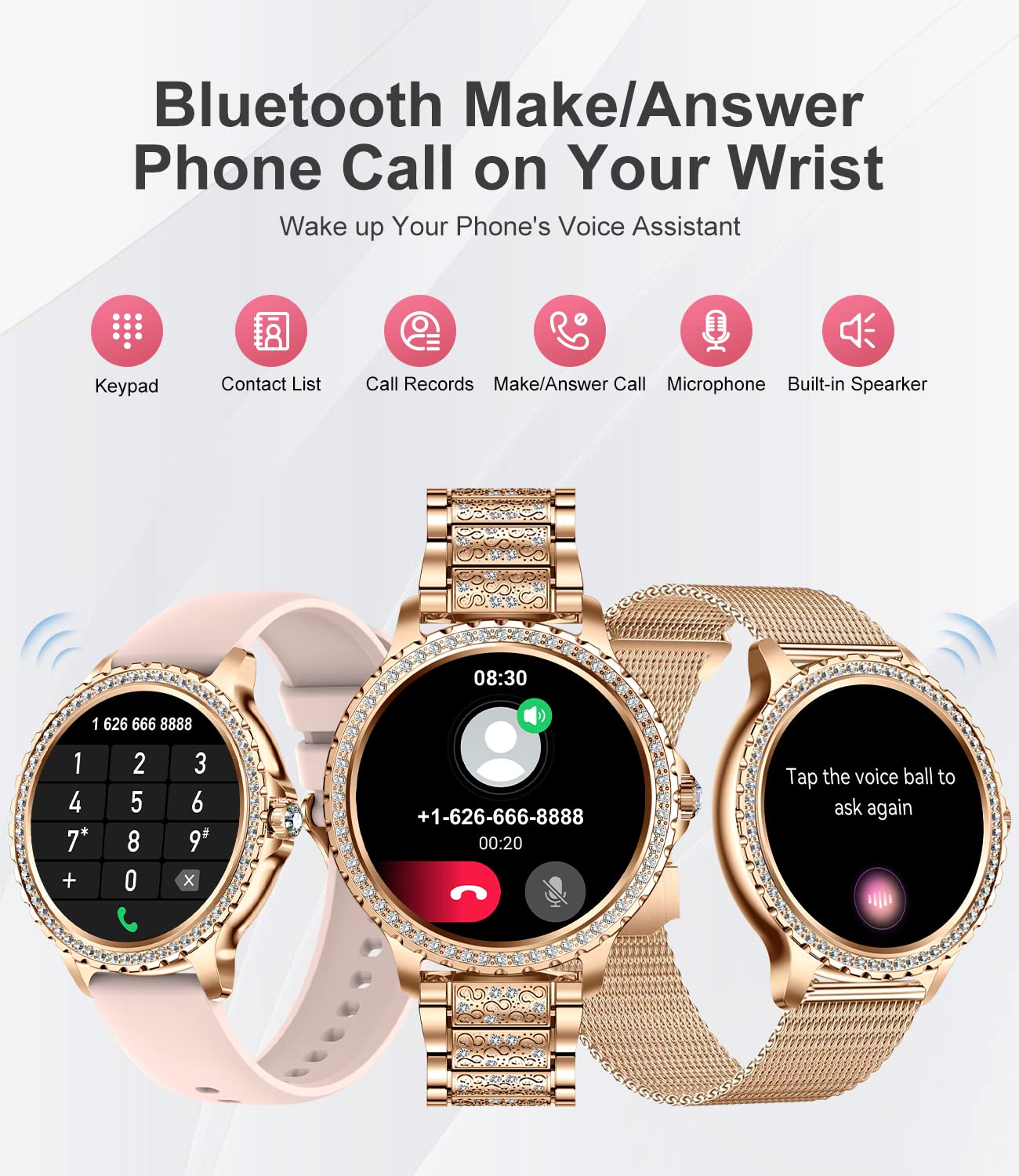 LIGE Smart Watch for Women, Bluetooth Call 1.32" Ladies Fitness Watch with Blood Pressure/Oxygen/Heart Rate Monitor Pedometer, IP67 Waterproof Sports Smartwatch Compatible for Android iOS Phones