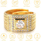 HALUKAKAH Gold Diamond Ring Iced Out,Men's 18k Real Gold Plated Ring Size Adjustable with Free Giftbox