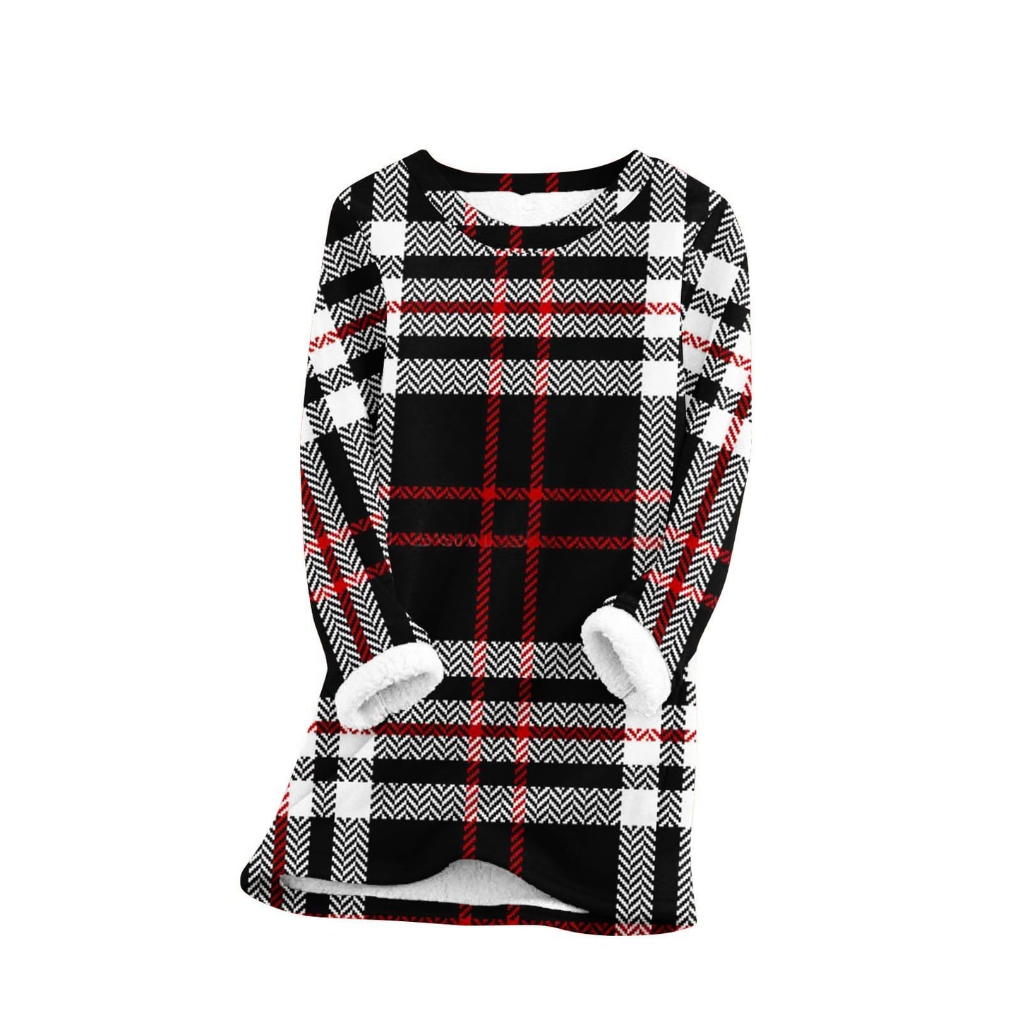 HAOLEI Fleece Lined Jumper Ladies UK Sale Clearance,Winter Warm Christmas Sweatshirt Ladies Vintage Argyle Print Plush Sweater Pullover Sweater Casual Thick Velvet Plaid Fleece Tops Plus Size 8-22