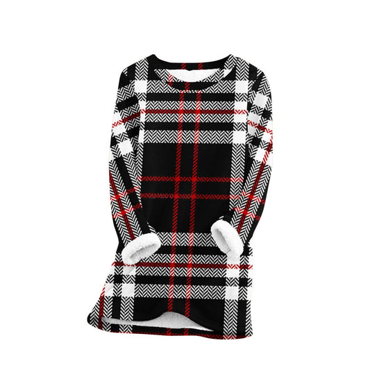 HAOLEI Fleece Lined Jumper Ladies UK,Winter Warm Christmas Sweatshirt Ladies Vintage Argyle Print Plush Sweater Pullover Sweater Casual Thick Velvet Plaid Fleece Tops Plus Size 8-22