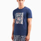 Emporio Armani Men's Eagle Macro Logo Crew Neck T-Shirt, Navy/RED EA Print, XL