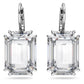 Swarovski Millenia drop earrings, Octagon cut, White, Rhodium plated