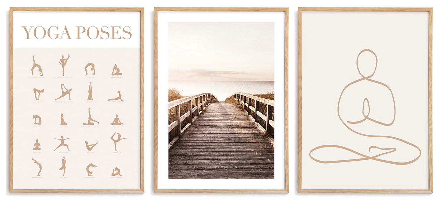 “Mindful Living” Set - Wall Art - 3x Poster Set (each 30x40 cm) - Posters with beautiful Prints - Wall Decor - Motivational Posters