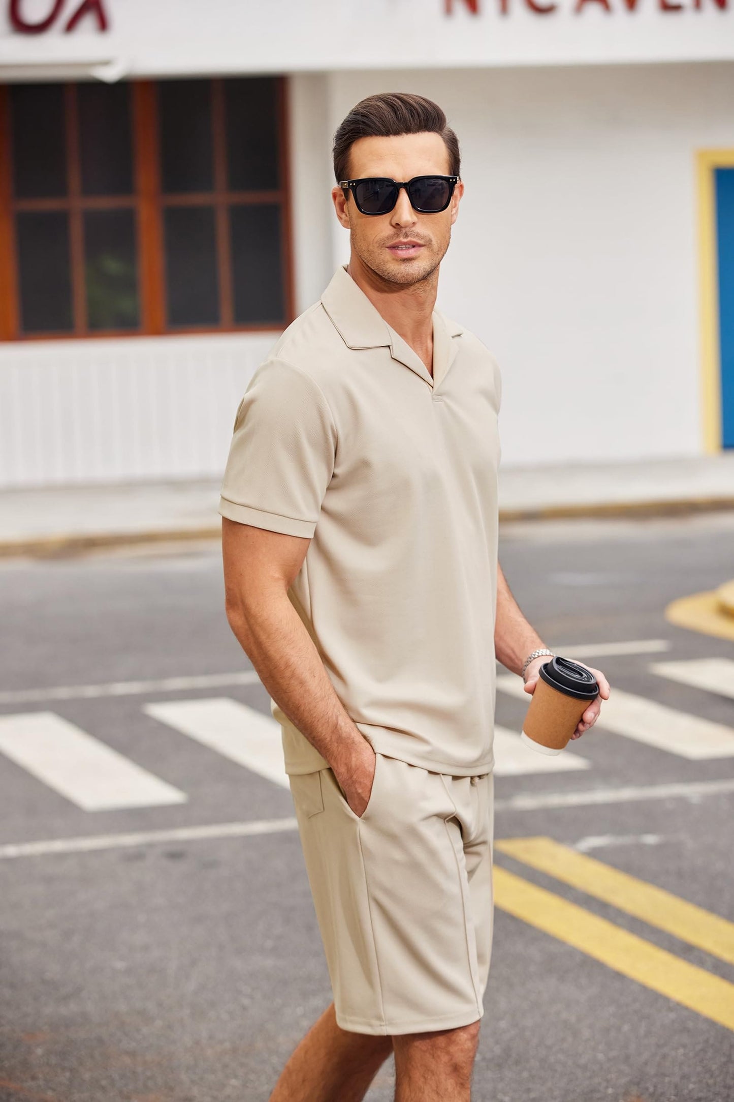 COOFANDY Men's Polo Shirt and Shorts Set 2 Piece Outfits Fashion Summer Tracksuits Short Sleeve Casual Polo Suit