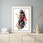 Beauitiful vivid fine art print of a Japanese Samurai Warrior painting (picture 5) Print size 29.7cm x 21cm