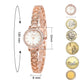 Clastyle Rose Gold Watch and Bracelet Set for Women - Elegant Diamond Ladies Watches with 2 Bangles - Jewellry Wrist Watch for Women with Rhinestone