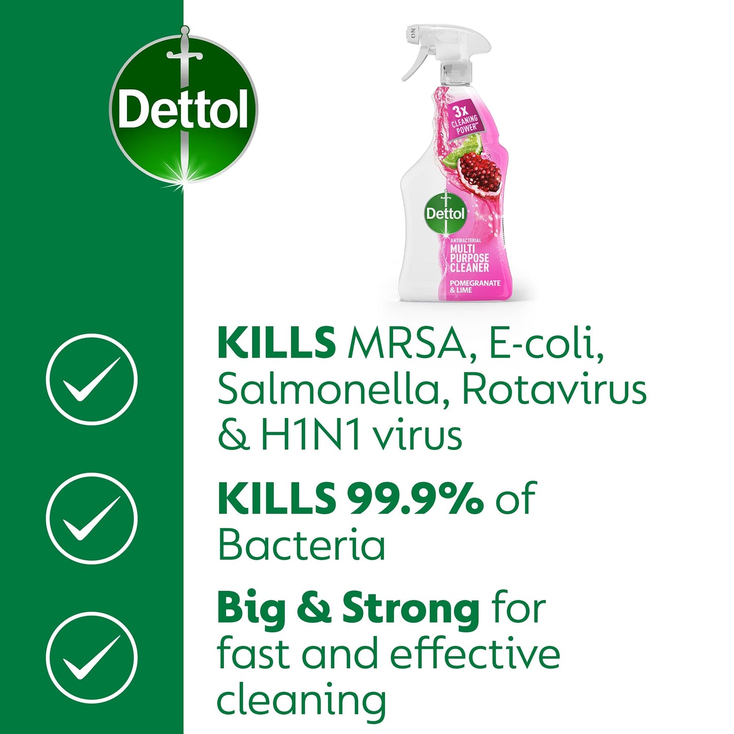 Dettol Antibacterial Spray, Pomegranate and Lime, Multipack of 6 X 1L, Total 6L, Disinfectant Spray, Cleaning Spray, Kitchen Cleaner Spray, Kills 99.99 Percent of Germs, Household Cleaners