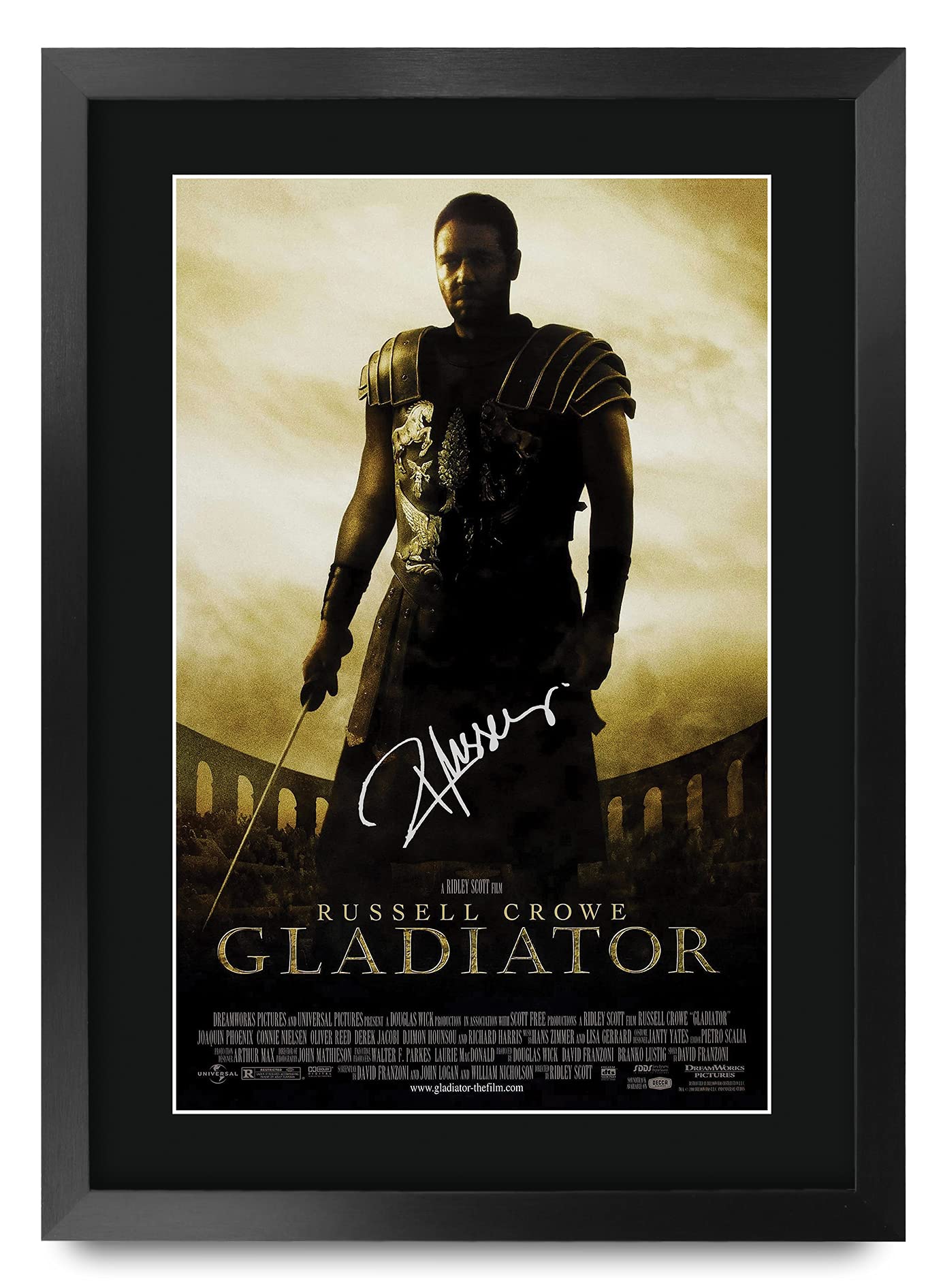 HWC Trading A3 FR Gladiator Movie Poster Russell Crowe Signed Gift FRAMED A3 Printed Autograph Film Gifts Print Photo Picture Display