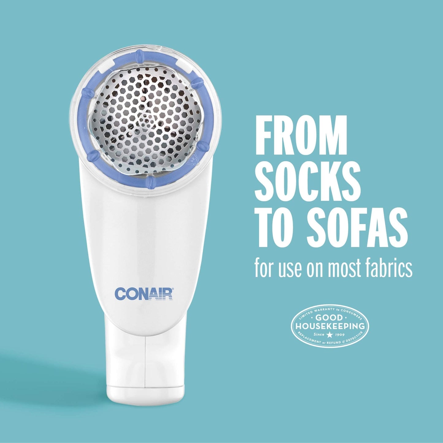 Conair Fabric Shaver and Lint Remover, Battery Operated Portable Fabric Shaver, White