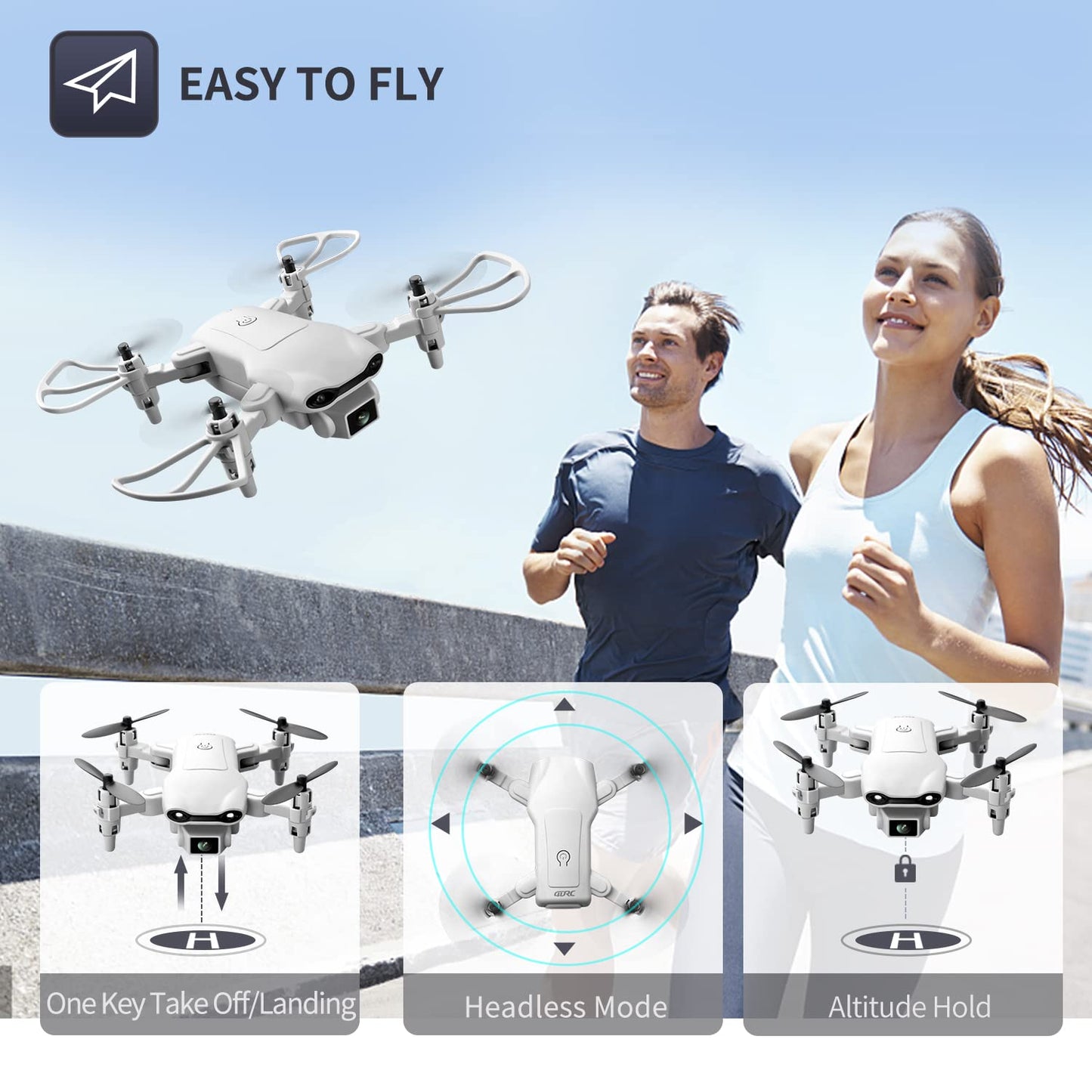 4DRC V9 Mini Drone for Kids with 720P HD FPV Camera, Foldable RC Quarcopter for Boys Girls with Altitude Hold, Headless Mode, One Key Start, Tap Fly, Speed Adjustment, 3D Flips, 2 Modular Batteries