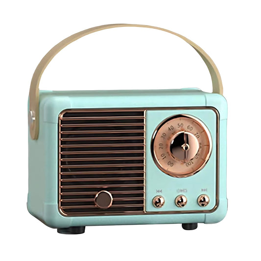 Pale Blue Vintage Retro Style Bluetooth Speaker | Classic old style radio design | Small Compact Portable Design | Cute Wireless Speaker | Connect Android | iOS | PC | Laptop | Novelty Retro Decor