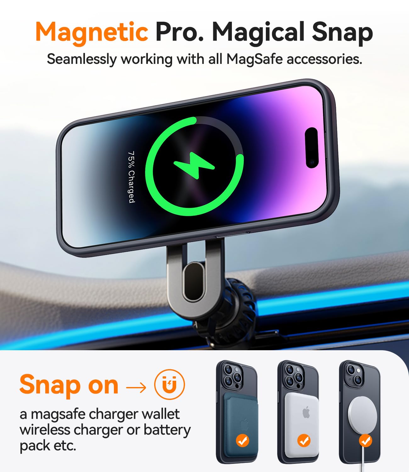 CANSHN Magnetic Designed for iPhone 14 Pro Case [Compatible with Magsafe] [Translucent Matte] Slim Thin Shockproof Protective Bumper Cover Phone Case for iPhone 14 Pro 6.1 Inch - Black