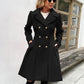 GRACE KARIN Women's Double-Breasted A Line Coat Puffed Sleeve Long Trench Coat Outwear for Winter Black A-Line Peacoat L