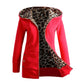 Womens Jacket Shaggy Long Sleeve Outwear Warm Winter Coats Leopard Print Colour Block Hooded Jacket Thicken Casual Outdoor Button Long Overcoat With Pockets Snow Jacket Sherpa Lined Jacket Women