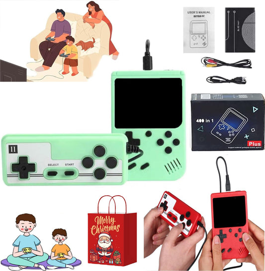 Arcade Buddy Tendo, Retro Handheld Game Console, Over 400 Nostalgic Games, Handheld Retro Game Console Support 2 Players Play On TV, Handheld Game Console Bag (Green)