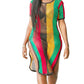 Clossy London Rasta Multicolour Work Dress Side Slit Ladies String mesh Fishnet Midi (SM, Rasta/Multicolour)