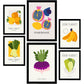 Nacnic Set of 6 Food and Plants Posters. Fruits and Veggies. Nature and Botany Wall Art Prints in Vibrant Colours for Interior Design and Decoration. Sizes A3 & A4. Unframed.