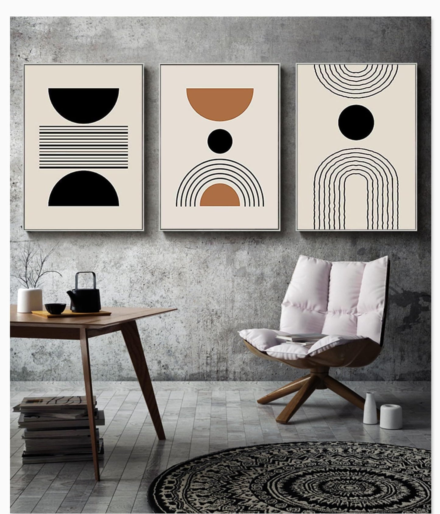 PYNVDD Canvas Poster, Modern Minimalist Abstract Wall Art, Bohemian Poster Set, Geometric Wall Decoration, No Frame (Picture, 9.70 x 100 cm x 3)