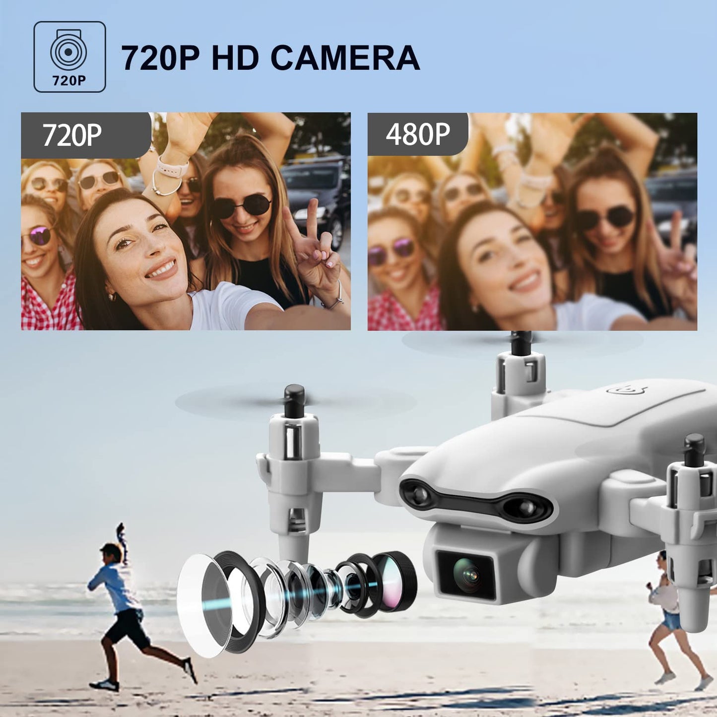 4DRC V9 Mini Drone for Kids with 720P HD FPV Camera, Foldable RC Quarcopter for Boys Girls with Altitude Hold, Headless Mode, One Key Start, Tap Fly, Speed Adjustment, 3D Flips, 2 Modular Batteries