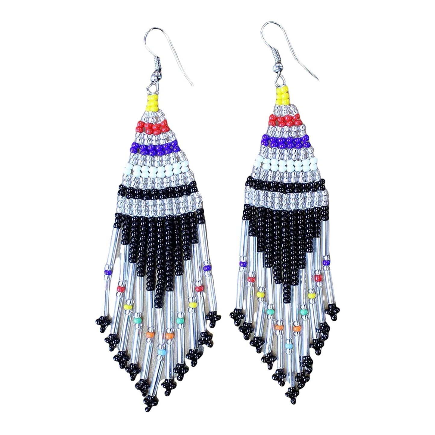 African Zulu Ntshebe Earrings - Black | by Woza Moya (Come Spirit of Change) | Handmade by The Hillcrest AIDS Centre Trust Crafters in South Africa