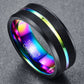 NUNCAD Men's/Women's Groove Tungsten Carbide Ring Colorful Black Wedding Engagement Band 8mm Wide Size W1/2