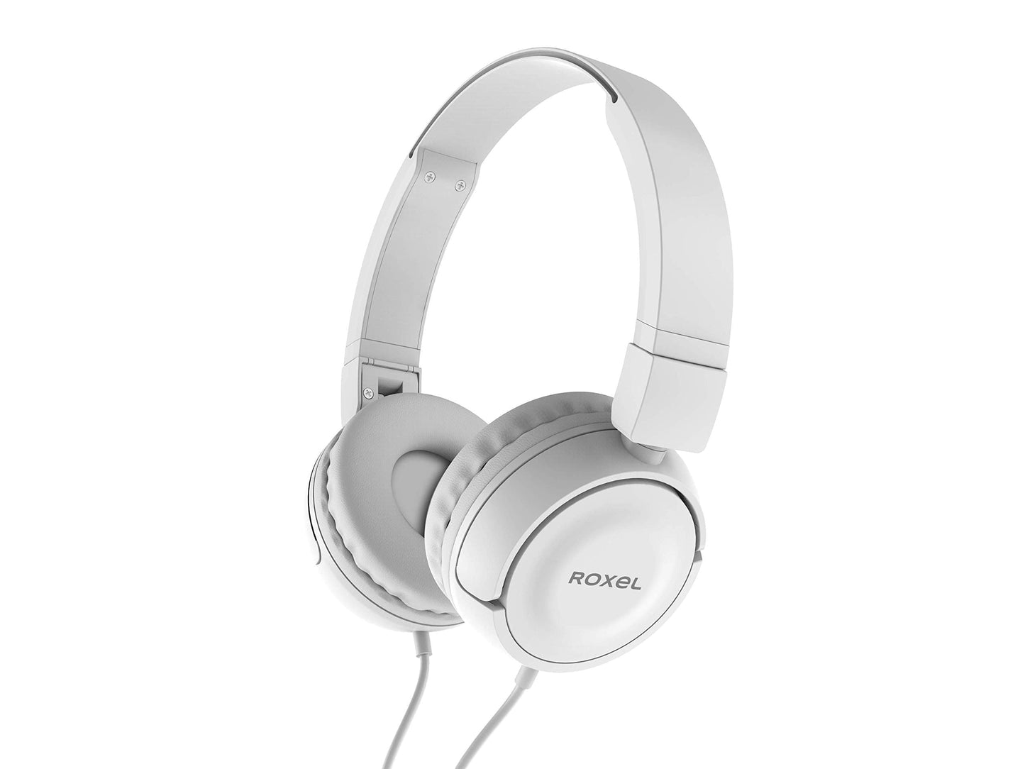 Roxel RX110 Lightweight Wired Foldable Headphones with Mic & Volume Control, On-Ear Headphones, Ergonomic Design, Answer Incoming Calls, Compatible with Android and IOS Devices (White)