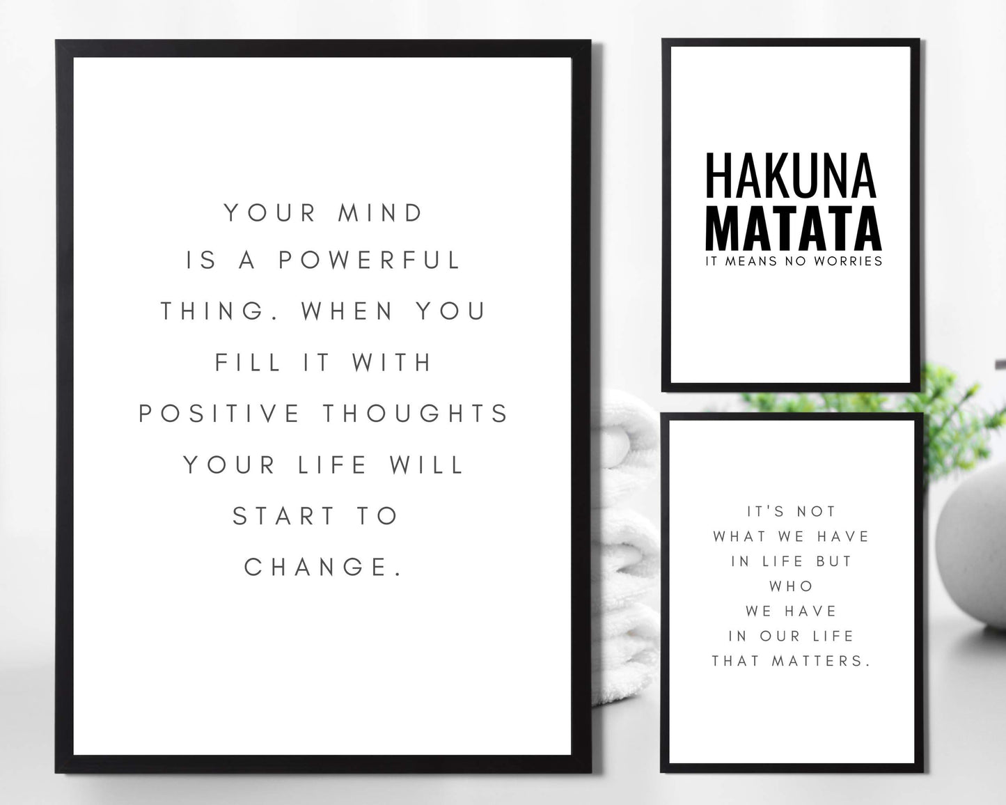 State Media Vision 3 Set Minimalist Motivational Prints | Unique Premium Home, Kitchen, Bathroom, Living Room Inspiring Wall Art (A4 (29.1cm x 21cm))