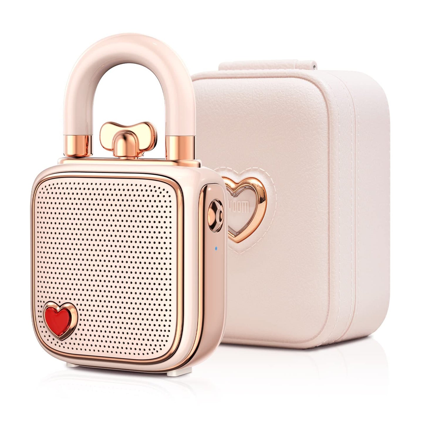 Divoom Love-Lock Bluetooth Speaker, Small Portable Music Box, Wireless Stereo Pairing Retro Soundbox, Cute Desktop Decoration, for Girls, Pink