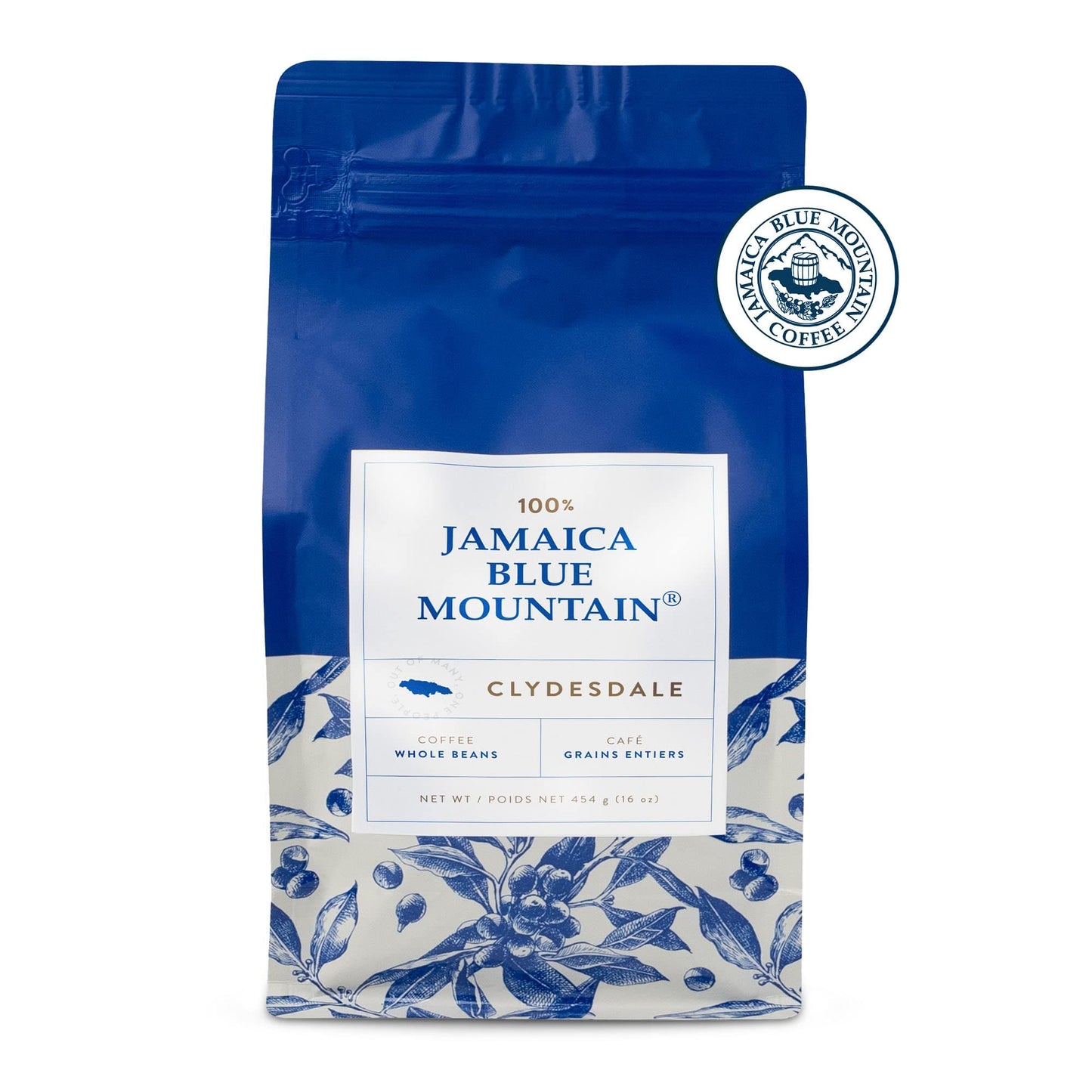 JA Coffee – 100% Jamaica Blue Mountain Coffee, Medium Roast, Whole Beans - Premium Arabica, Bag of 454 grams (1 Pound - 16 ounces)