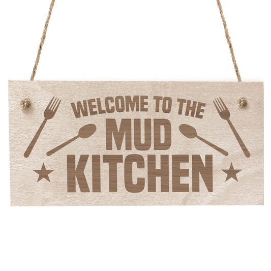 Red Ocean Mud Kitchen Accessories Welcome Mud Kitchen Sign Home School Garden Outdoor Hanging Plaque Plot Sign Gift