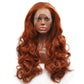 BESTUNG Glueless Copper Red Lace Front Wigs For Women 24 Inches Long Natural Wavy Free Part Lace Front Wigs Heat Resistant Synthetic Hair Wig for Women (copper red)