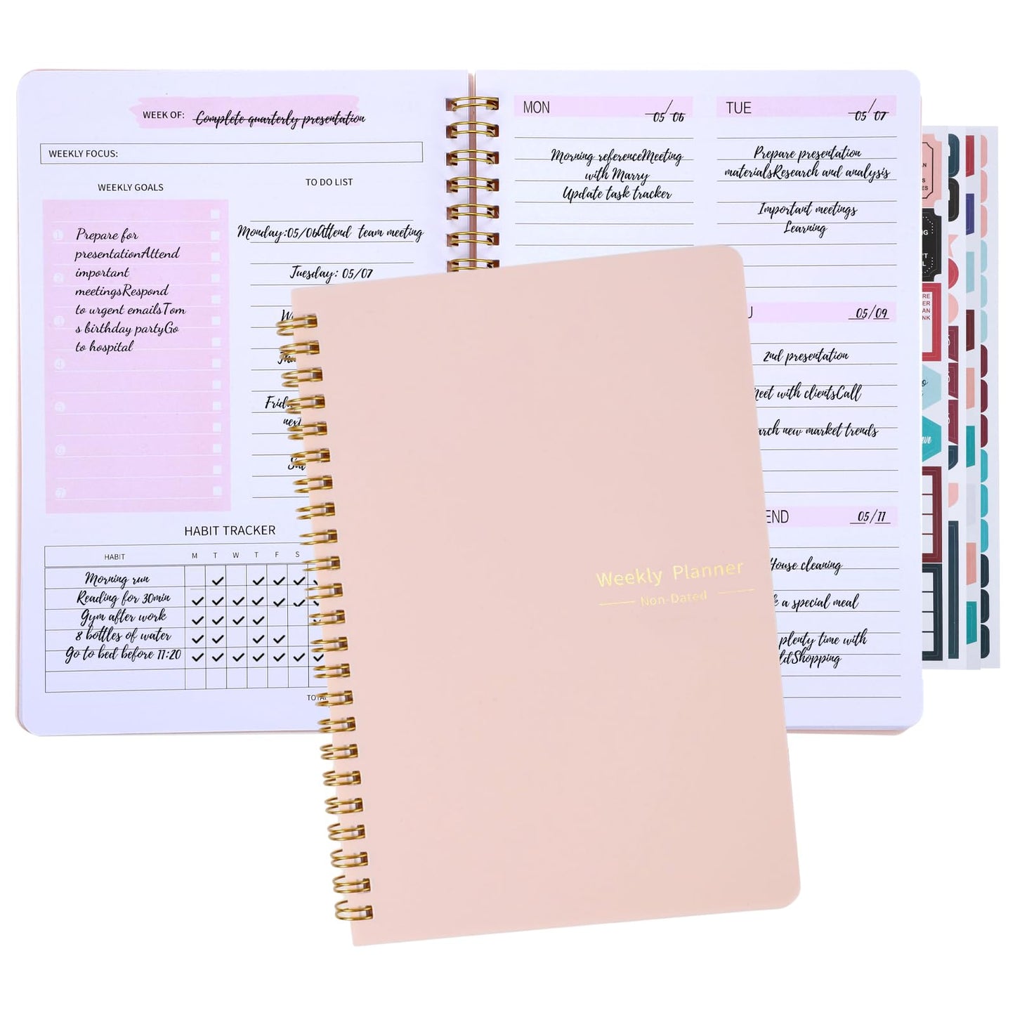 To Do List Notebook, A5 Weekly Planner Undated, Planning Pad Checklist Productivity Organizer 52 Pages for Students, Work, Fitness(Pink)