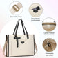 Keyli 3 PCS Laptop Bag for Women Canvas Tote Bags 15.6 inch Large Capacity Shoulder Handbag Lightweight Briefcase Purses, White_3pcs