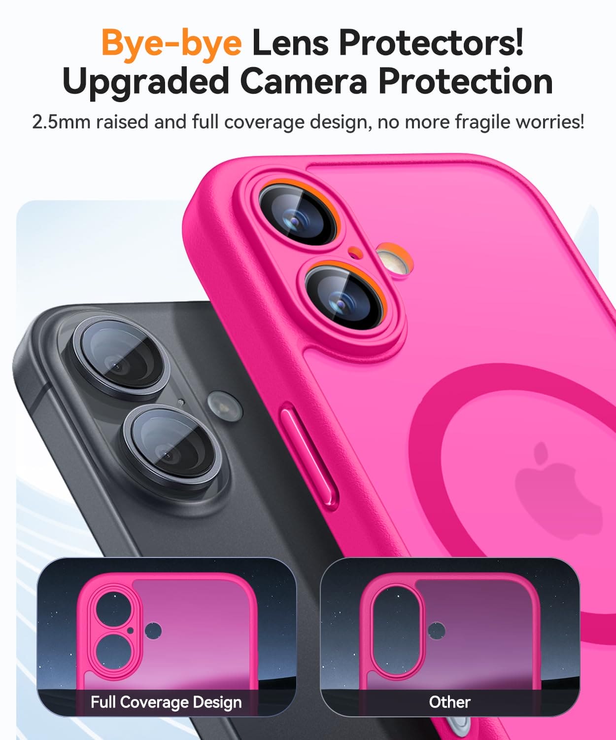 CANSHN Magnetic for iPhone 16 Case, Upgraded [Full Camera Protection] [Compatible with Magsafe] [Translucent Matte] Shockproof Protective Phone Case for iPhone 16 6.1" - Hot Pink