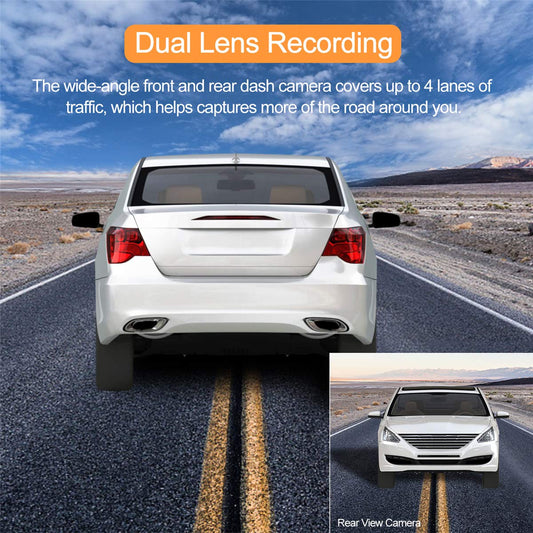 ORSKEY Dash Cam for Cars Front and Rear and SD Card Included 1080P Full HD In Car Camera Dual Lens Dashcam for Cars 170 Wide Angle Sony Sensor with Loop Recording and G-sensor