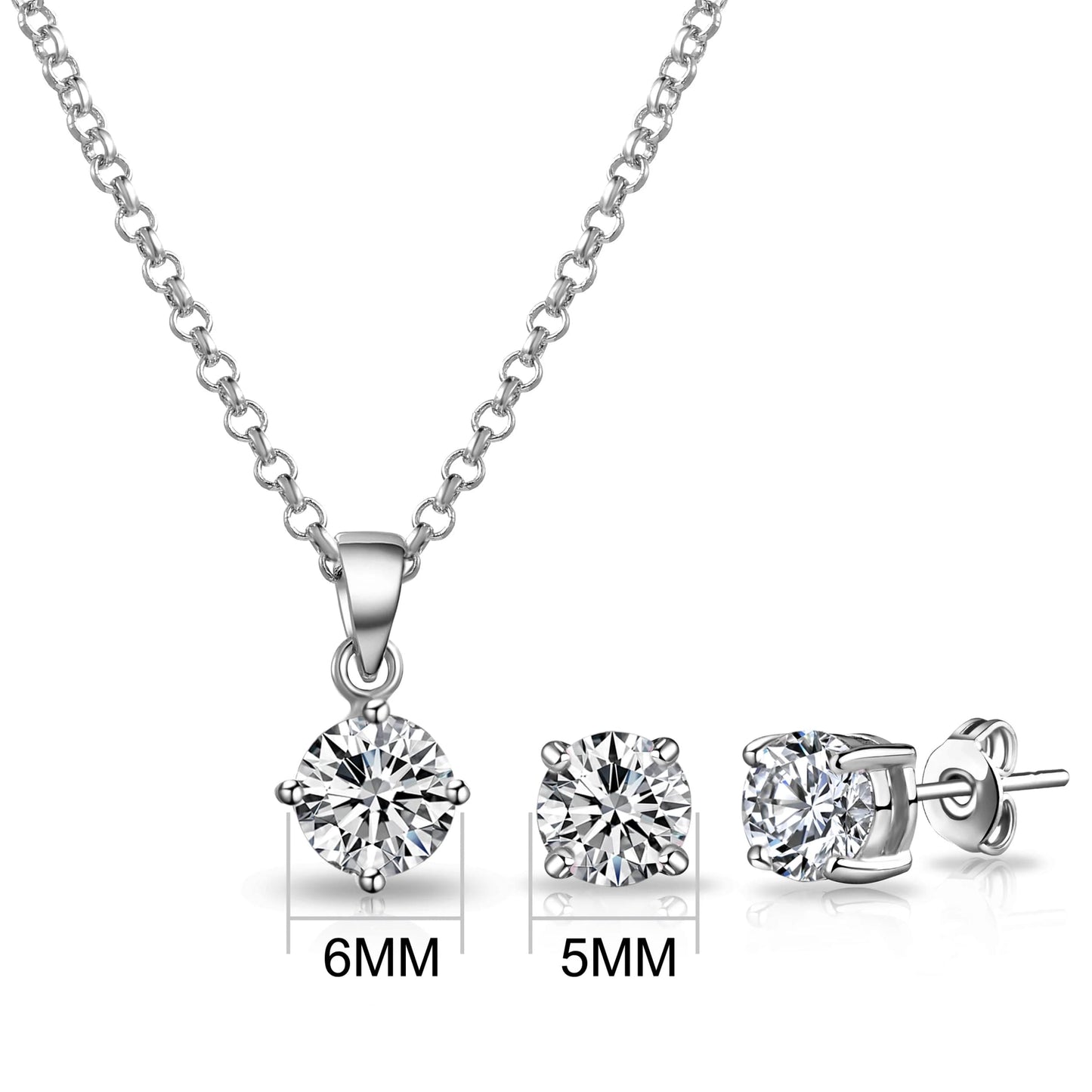 Philip Jones Silver Plated Solitaire Friendship Set Created with Zircondia® Crystals