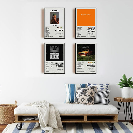 Frank Ocean Posters Album Cover Signed Limited Posters Rapper Music Posters Canvas Wall Art HD Prints Room Aesthetic Set of 4 for Teen and Girls Dorm Decor 8x12 inch Unframed