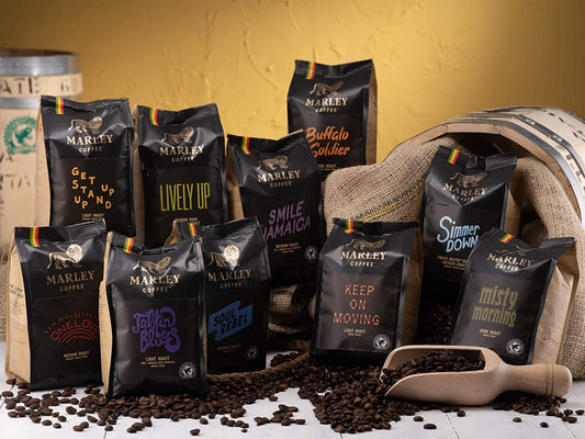 Coffee Bags - 50 x Dark Roast Organic Ground Coffee Bags - Buffalo Soldier Blend - Marley Coffee - From The Marley Family - Dark Roast - Strength 5